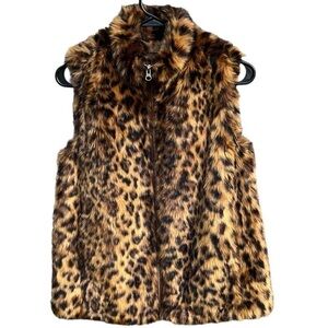 EUC J. Crew Faux Fur Zip Front Vest